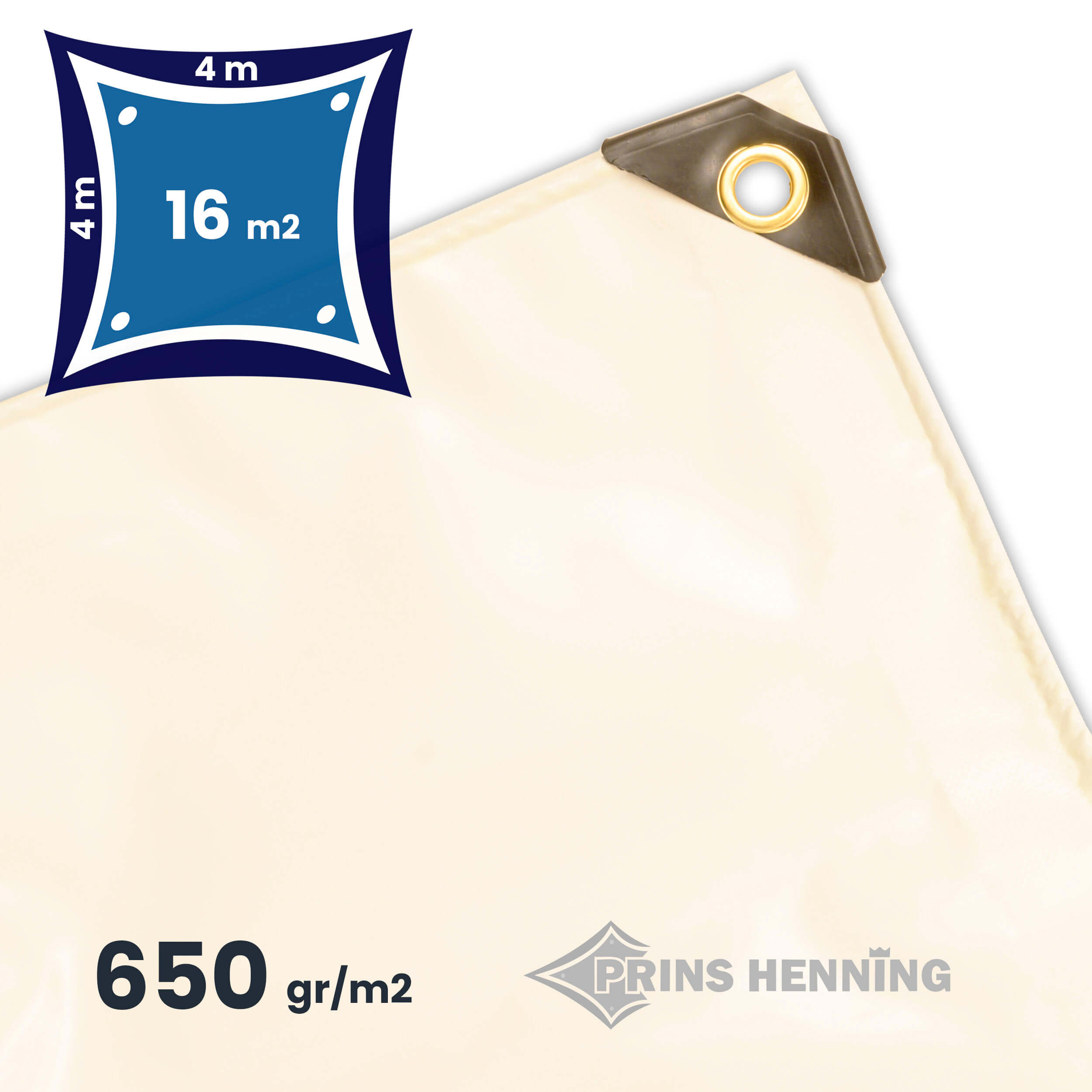 Professionel presenning, meter, hvid, kvalitet, 650 gr/m2 - Hvide presenninger - Henning v/DKTEX