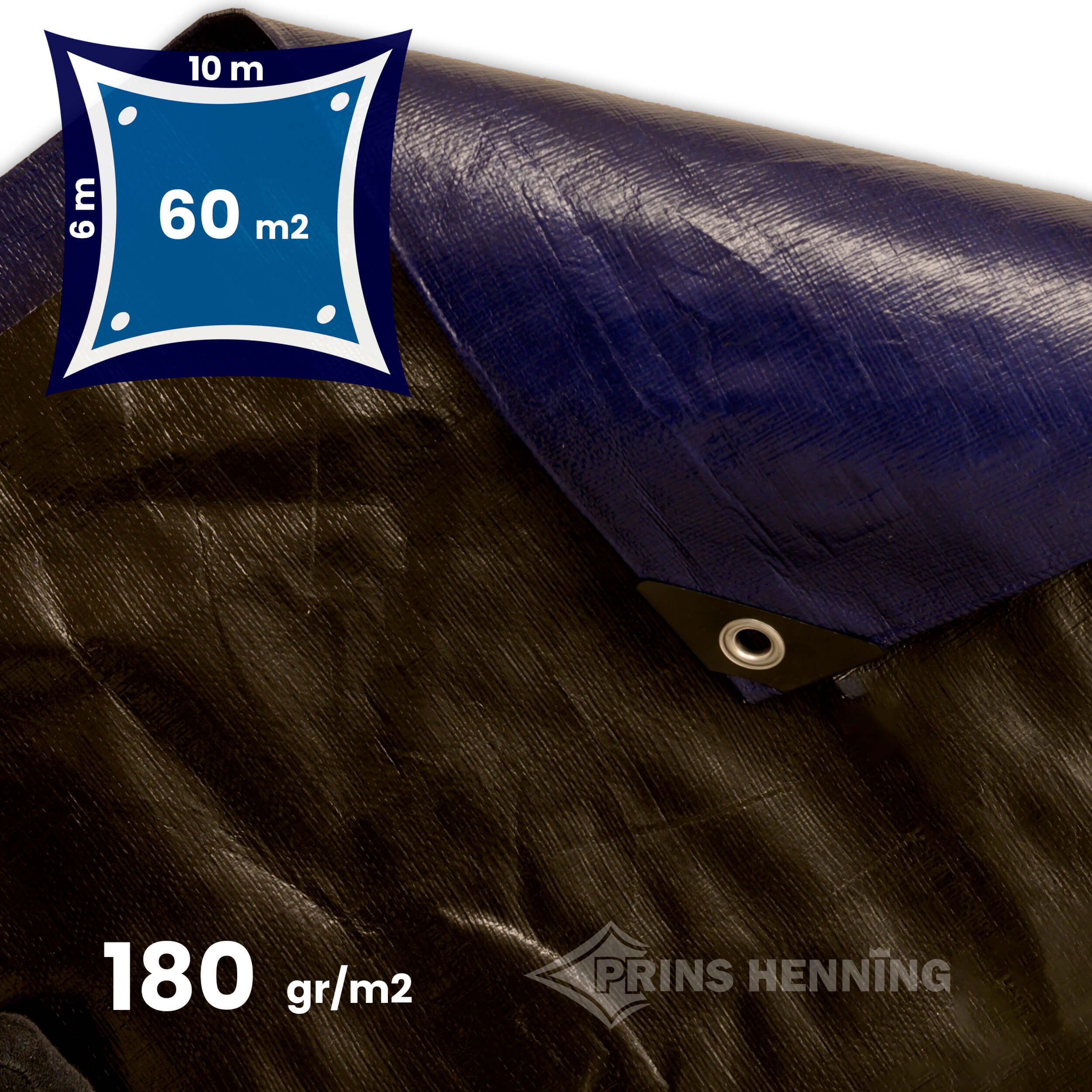 Ultra Stærk 6x10 meter, blå/sort, 180 - Presenninger - Prins Henning v/DKTEX