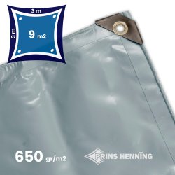 Professionel presenning, meter, grå, kraftig kvalitet, 650 gr/m2 - Grå presenninger - Prins Henning v/DKTEX ApS